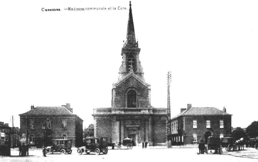 Cuesmes : Aspect en 1921 de l'ensemble grco-romain de l'glise Saint-Remy