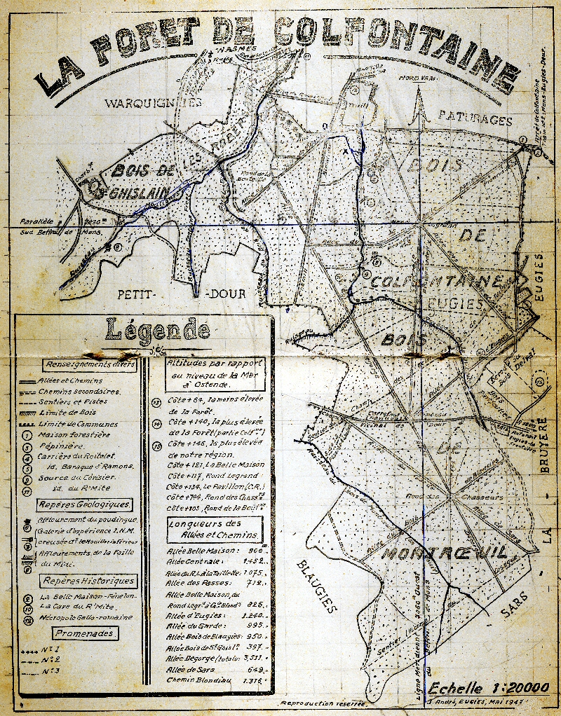 Pâturages : Plan  de la Forêt de Colfontaine (mai 1947).