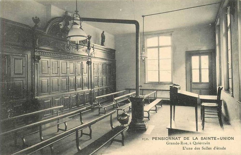 Quivrain : Pensionnat de la Sainte-Union - Un salle d'tude.