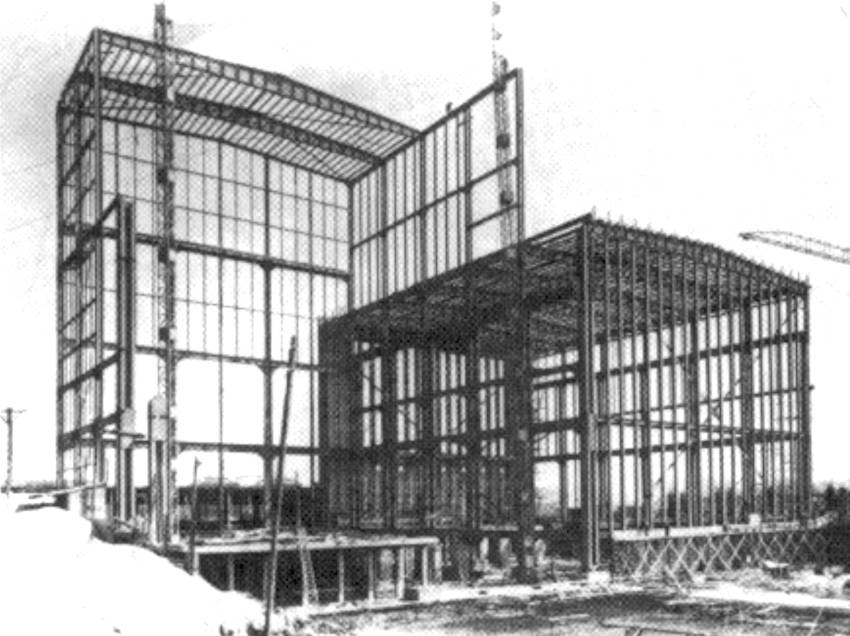Baudour : construction de la premire centrale lectrique (vers 1959) - Chaufferie et salle des machines.