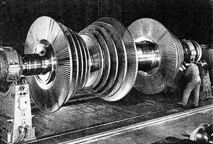Baudour : Rotor  triple flux de la turbine BP de la centrale.