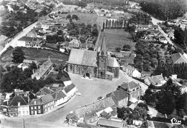 Baudour : vue arienne, le centre.