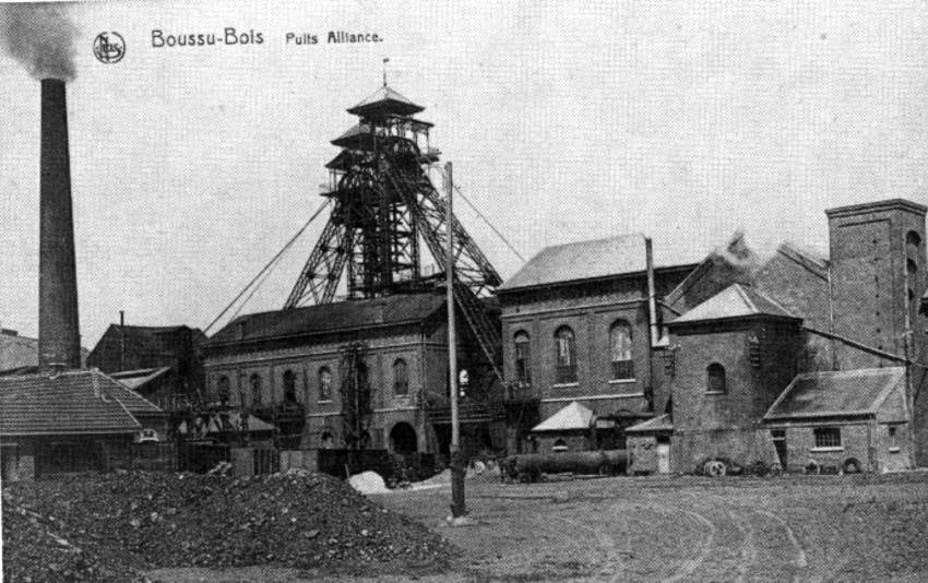 Boussu-Bois : puits n4 de la SA des Charbonnages Unis de l'Ouest de Mons dit "L'Alliance", situ rue de l'Alliance  Boussu-Bois Saint-Joseph