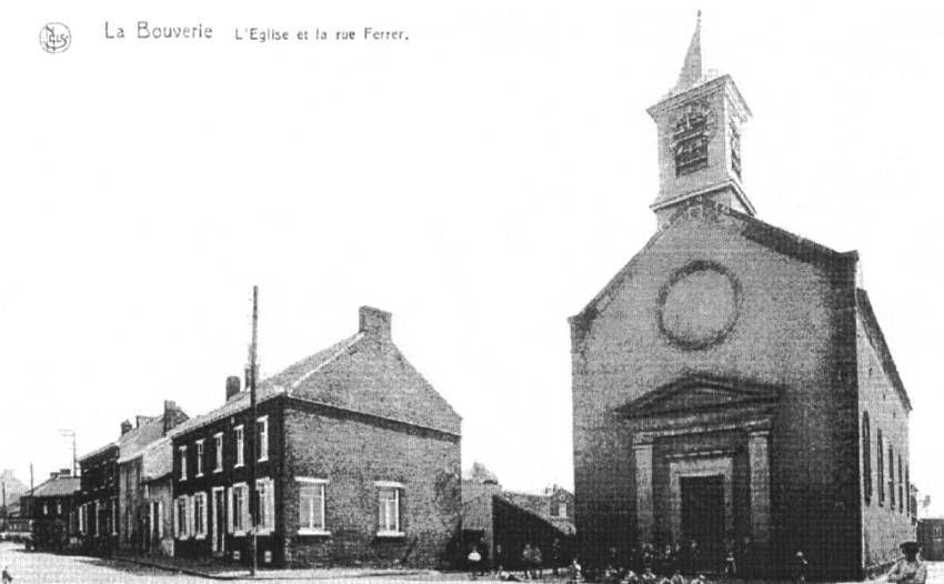 La Bouverie : l'glise et la rue Ferrer.