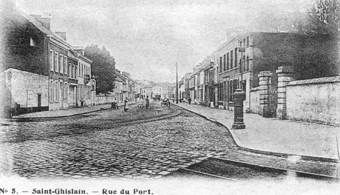 Saint-Ghislain : Rue du Port, vue de l'autre cot vers 1909.