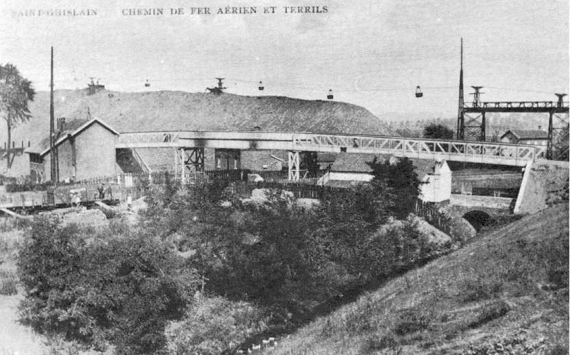 Saint-Ghislain : Chemin de fer arien en 1902.