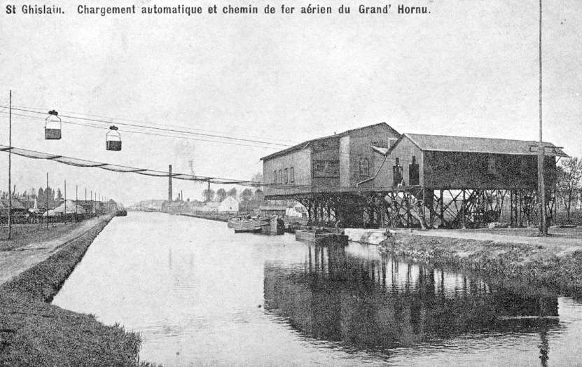 Saint-Ghislain : Chargement automatique du chemin de fer arien 1902.