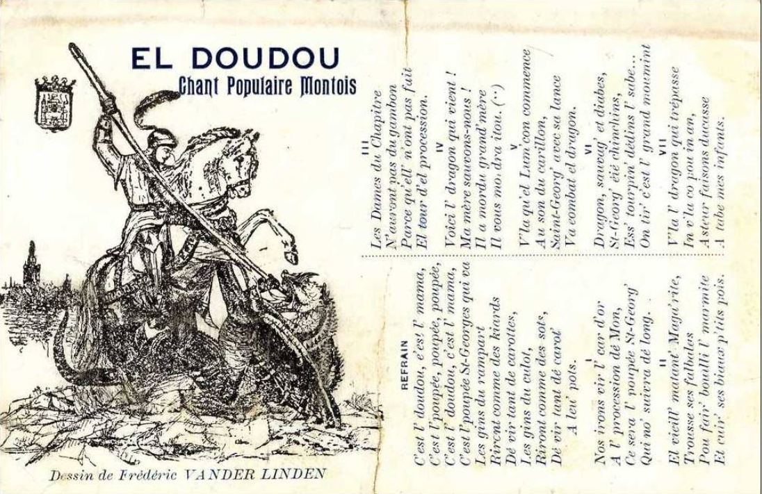 Mons : El Doudou Chant Populaire Montois Mons Dessin de Frderic Vander Lind. 