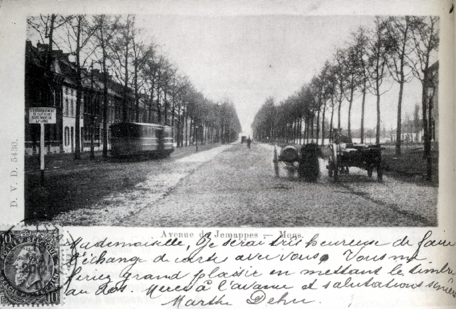 Mons : Avenue de Jemappes. A droite, le chemin de l'Inquitude.