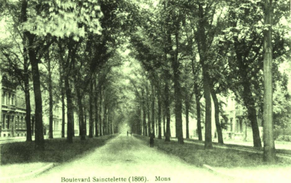 Mons : loin du stress actuel, il tait possible de se promener le long du Boulevard Sainctelette en 1866.