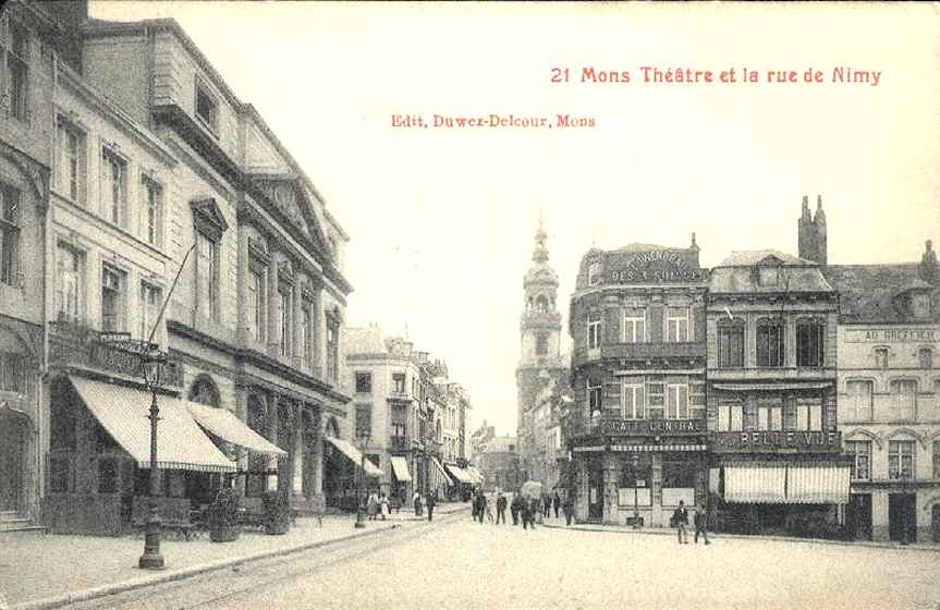 Mons : Thetre et la rue de Nimy.