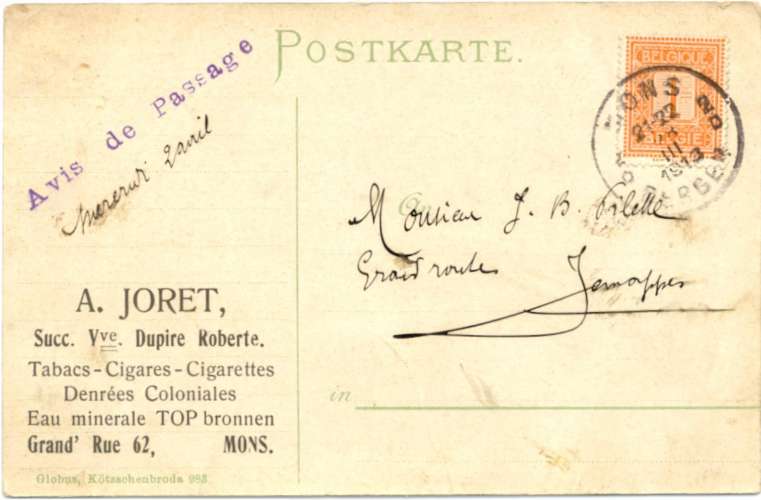 Mons : carte de passage.