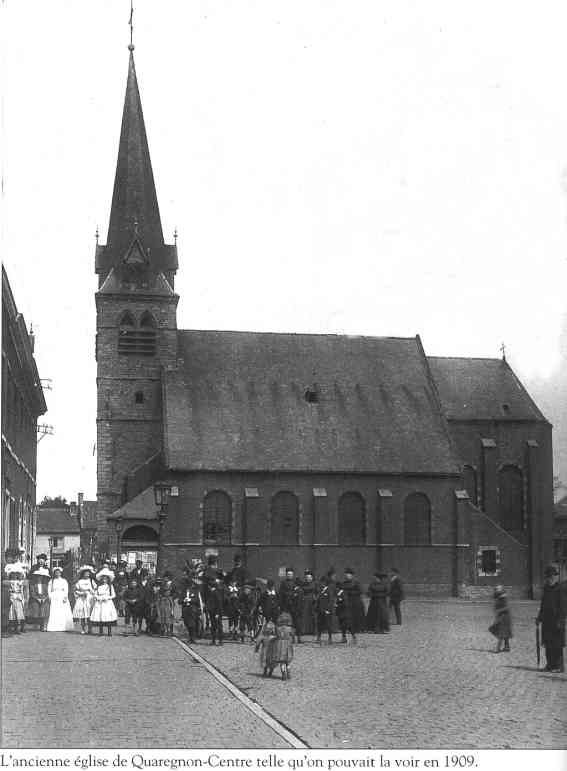 Quaregnon : l'ancienne glise Saint-Quentin de Quaregnon-Centre en 1909.