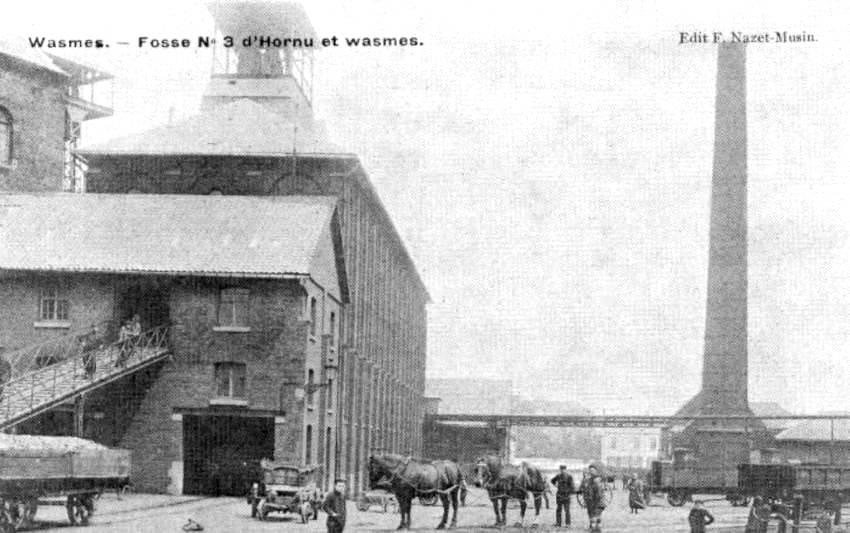 Wasmes : Puits n3 de la SA du Charbonnage d'Hornu et Wasmes (dbut de la rue du Pont d' Arcole).