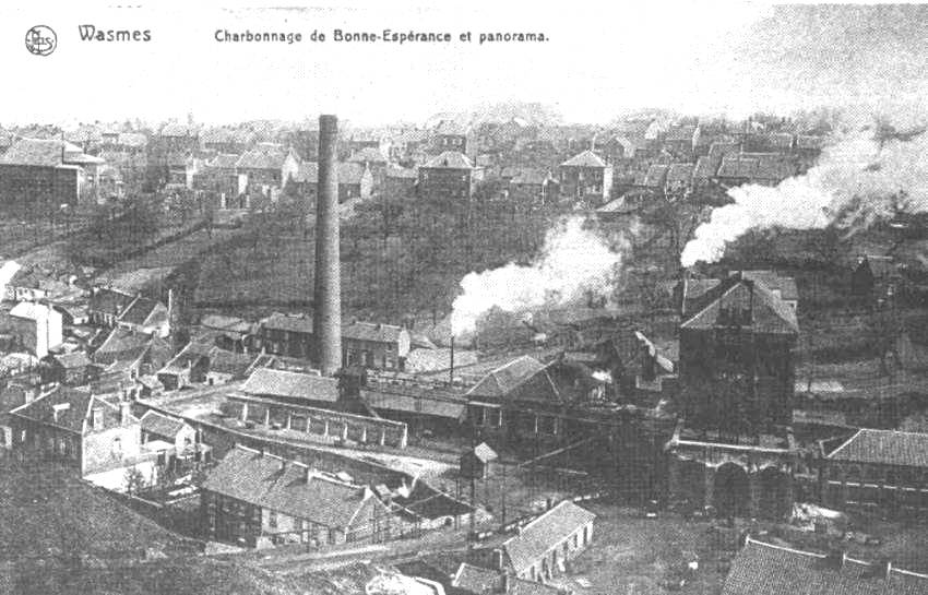 Wasmes : puits n8 de la Compagnie des Charbonnages Belges dit Bonne-Esprance ou 8 de l'Escouffiaux ou 8 du Pachy (rue Clmenceau).