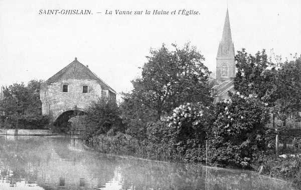 Saint-Ghislain : La vanne sur la Haine et l'glise.